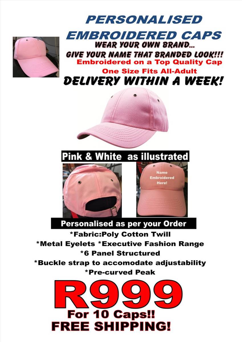 Hats Personalised Embroidered Caps!!! Brand Your own Name or Business